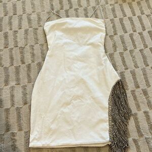 Oh Polly white tight rhinestone fringe dress size 0